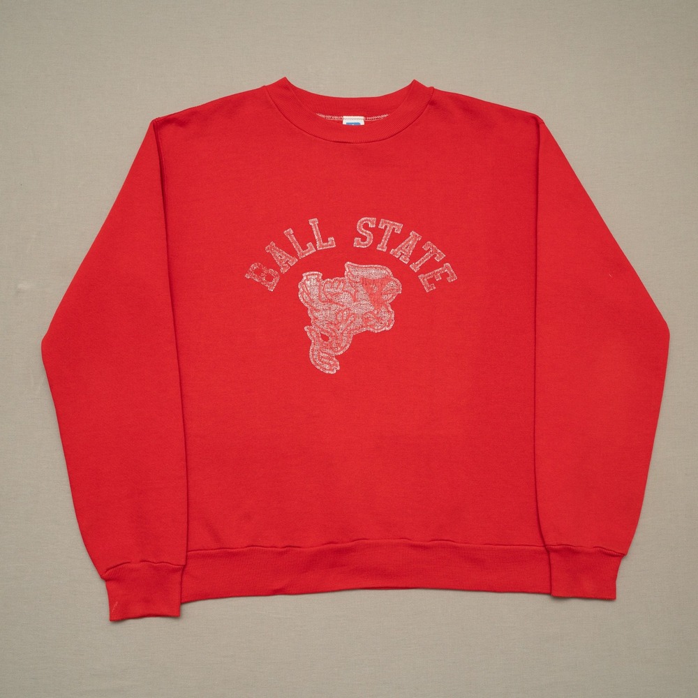 Vintage 80s Ball State Charlie Cardinal Russell Athletic USA Sweatshirt Adult M